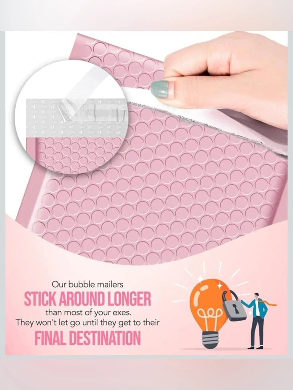 Pink Poly Bubble Mailer 6x10 Qty250 Self Seal Waterproof Tear Resistant